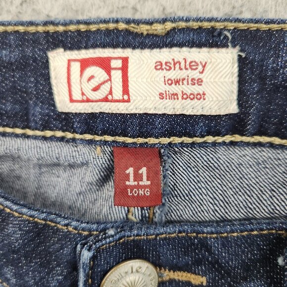 LEI Jeans Womens 30x27 (Jr's 11) Ashley Slim Boot Low Rise Faded *Hemmed* - Picture 7 of 10